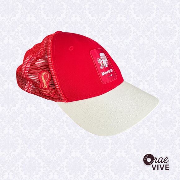 2022 FIFA World Cup Morocco Hat – Official Qatar Trucker Cap Red/White Mesh - Picture 1 of 5